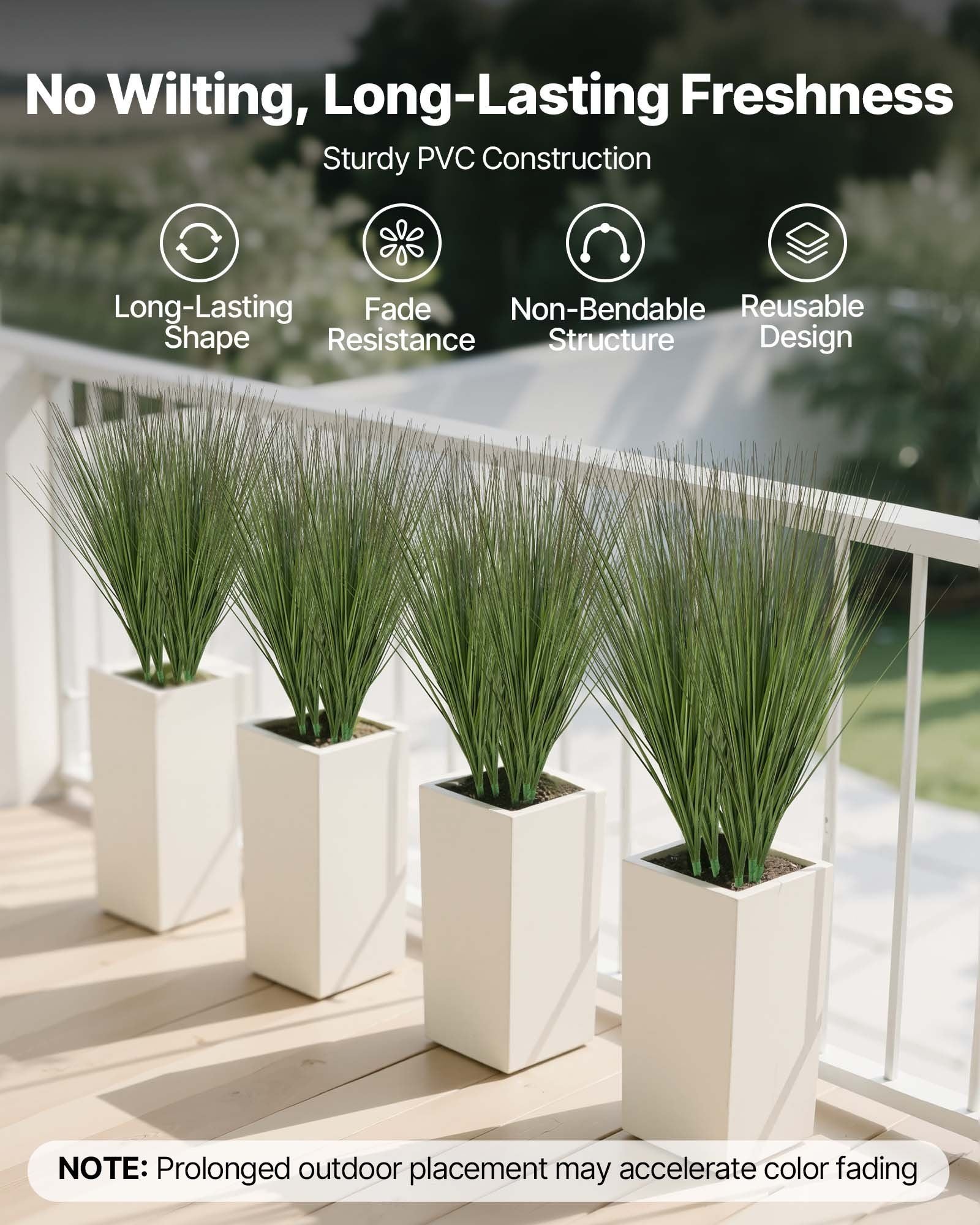 Artificial Grass Plant, 686mm Faux Onion Grass Fake Greenery Shrubs Plant, Premium PVC for Indoor Outdoor V952-BDPYCC27INCHKIB2V001V0