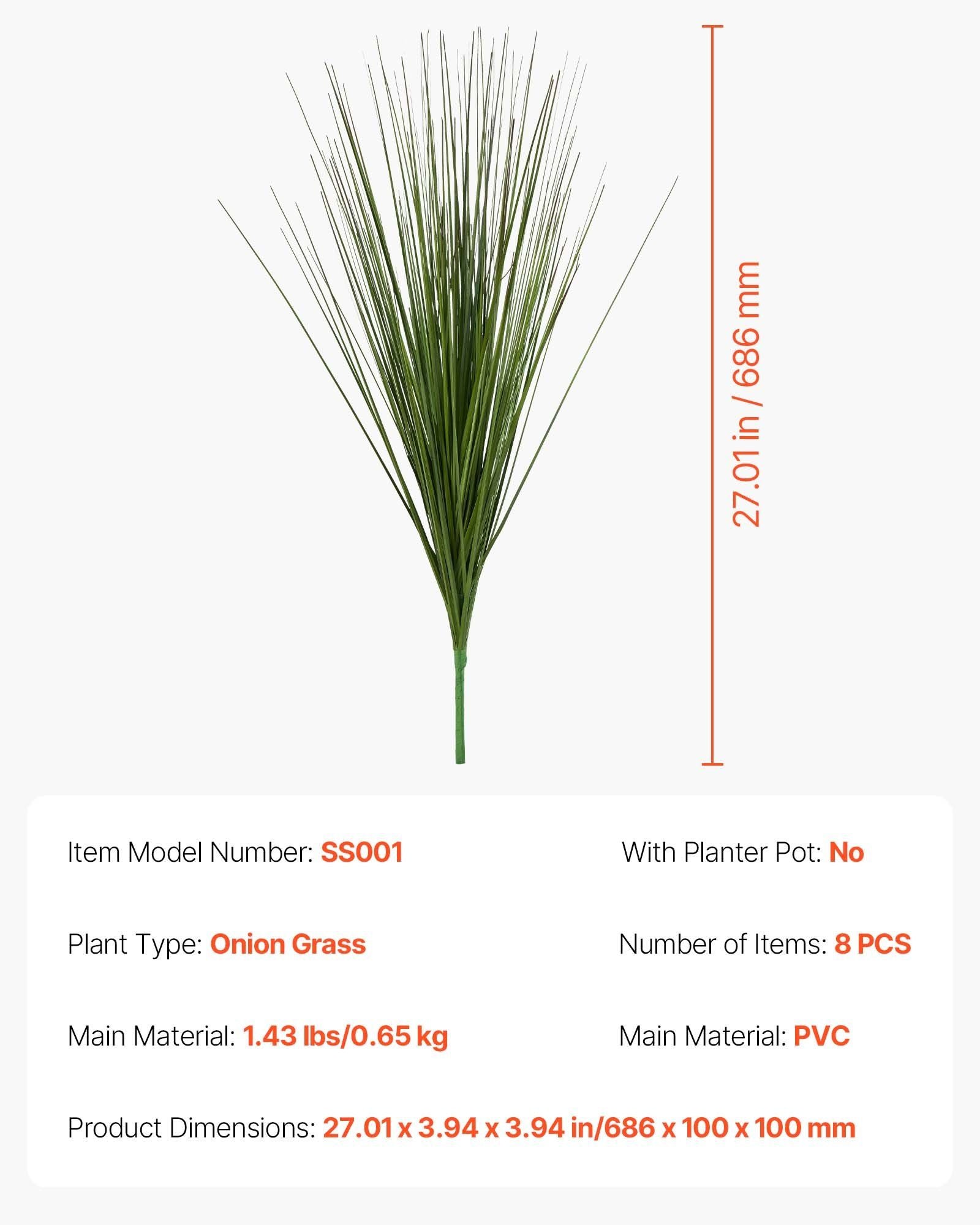 Artificial Grass Plant, 686mm Faux Onion Grass Fake Greenery Shrubs Plant, Premium PVC for Indoor Outdoor V952-BDPYCC27INCHKIB2V001V0