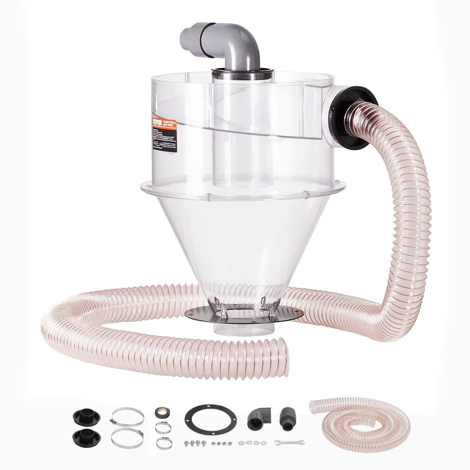 Cyclone Dust Separator, 4" Retrofit Cyclone Separator for Dust Collectors, ABS Dust Deputy With 2" Hole O.D. V952-BDTXFCCQTJZXTEJX5V0