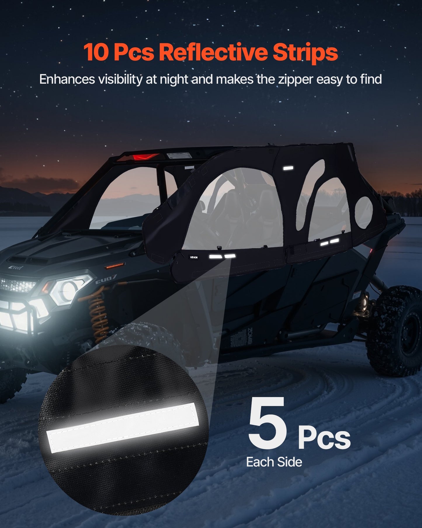 Cab Enclosure Upper Doors, Compatible with Polaris RZR PRO 2020-2024/Polaris RZR Turbo2022-2024, Soft Upper V952-BDWQPOLARISRJFHE6001V0