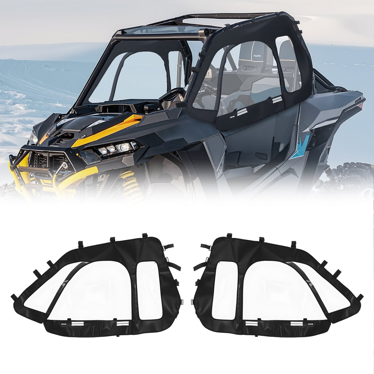 Cab Enclosure Upper Doors, Compatible with Polaris RZR XP 1000/XP Turbo 2014-2023, Soft Upper Doors, V952-BDWQPOLARISRN7Z3V001V0