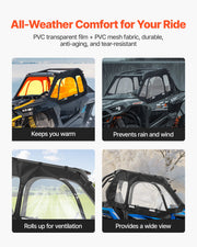 Cab Enclosure Upper Doors, Compatible with Polaris RZR XP 1000/XP Turbo 2014-2023, Soft Upper Doors, V952-BDWQPOLARISRN7Z3V001V0