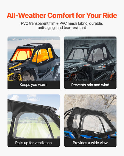 Cab Enclosure Upper Doors, Compatible with Polaris RZR XP 1000/XP Turbo 2014-2023, Soft Upper Doors, V952-BDWQPOLARISRN7Z3V001V0