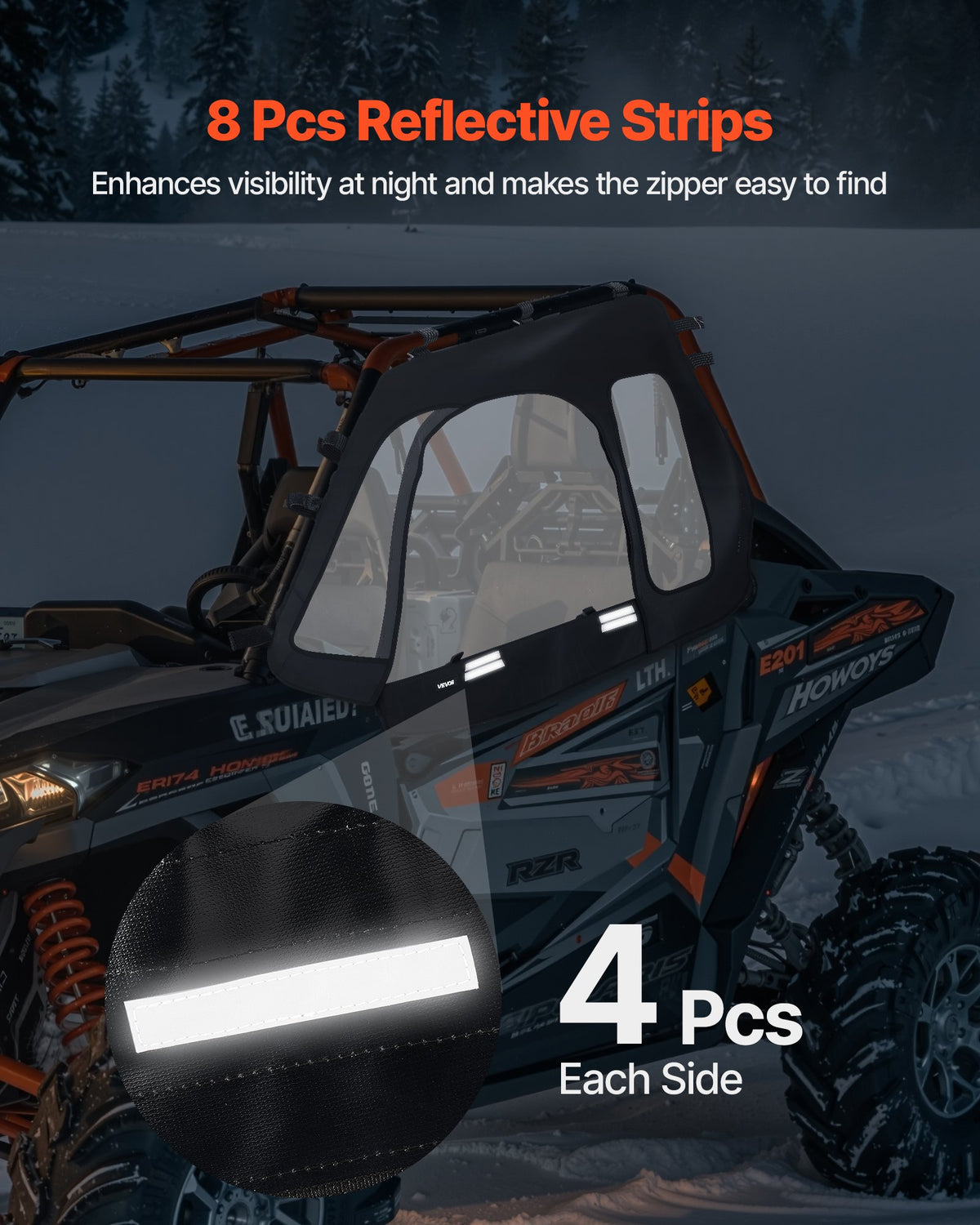 Cab Enclosure Upper Doors, Compatible with Polaris RZR XP 1000/XP Turbo 2014-2023, Soft Upper Doors, V952-BDWQPOLARISRN7Z3V001V0