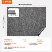 Rug Pad Gripper 9' x 12' Protective Carpet Pad 0.47" Thick for All Floors V952-BFHDTDMZ1011G28J1V0