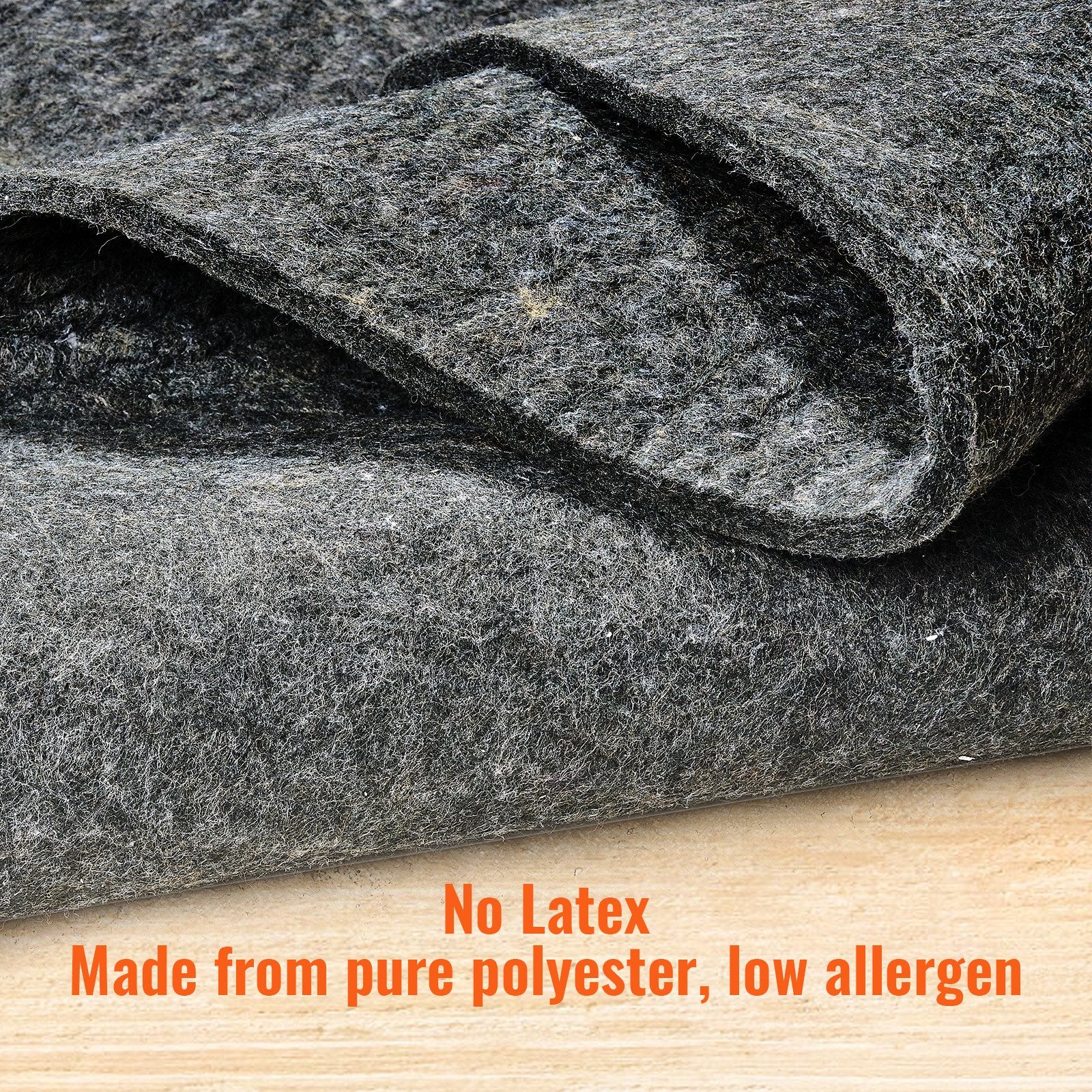 Rug Pad Without Slip Resistance, Protective Cushioning Carpet Pad, 8' x 10', 1/2"Thick, 100% Pure Polyester V952-BFHDTDSXPMFH8JOXYV0