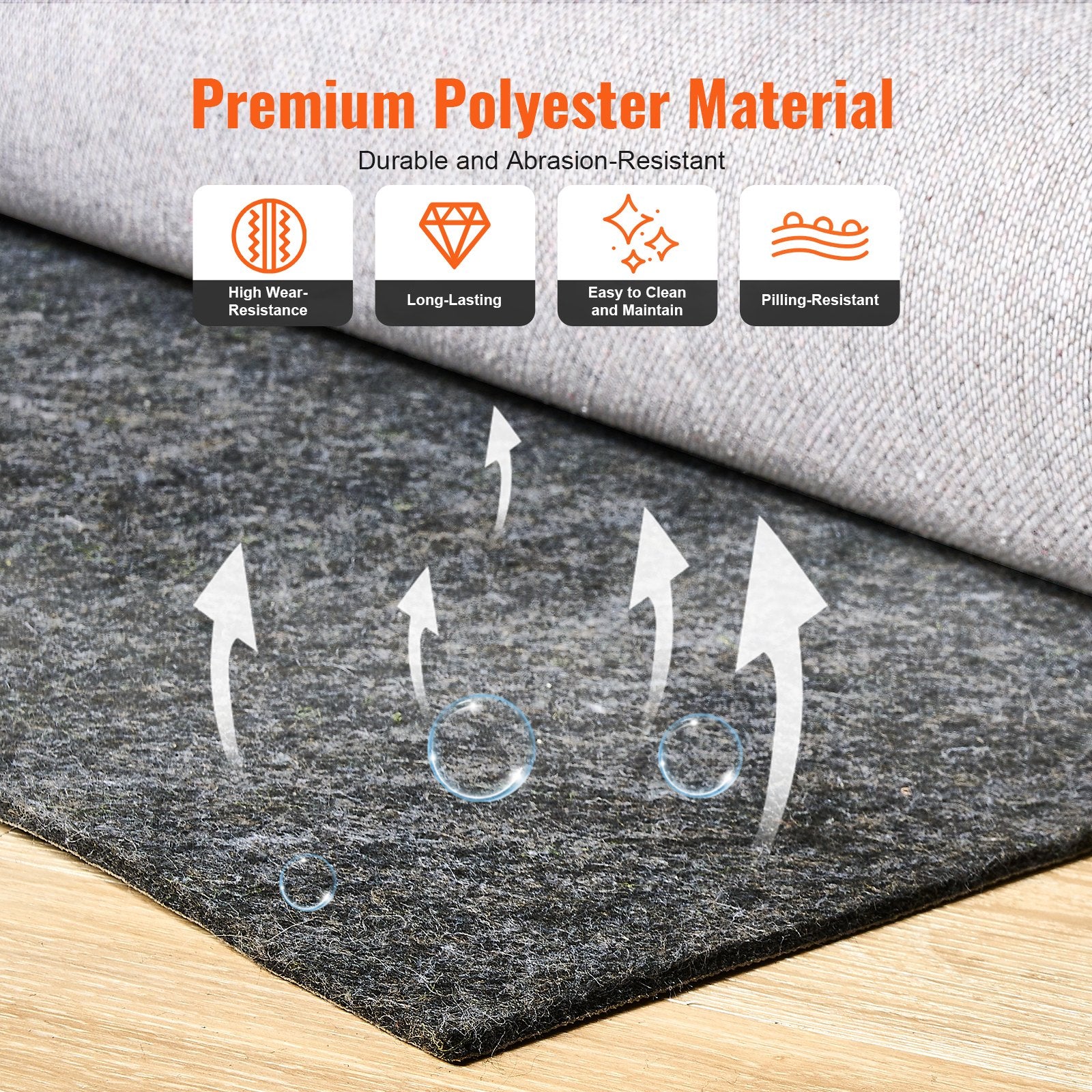 Rug Pad Gripper 8' x 10' Protective Carpet Pad 0.24" Thick for All Floors V952-BFHDTDSXPMFHT4MQWV0