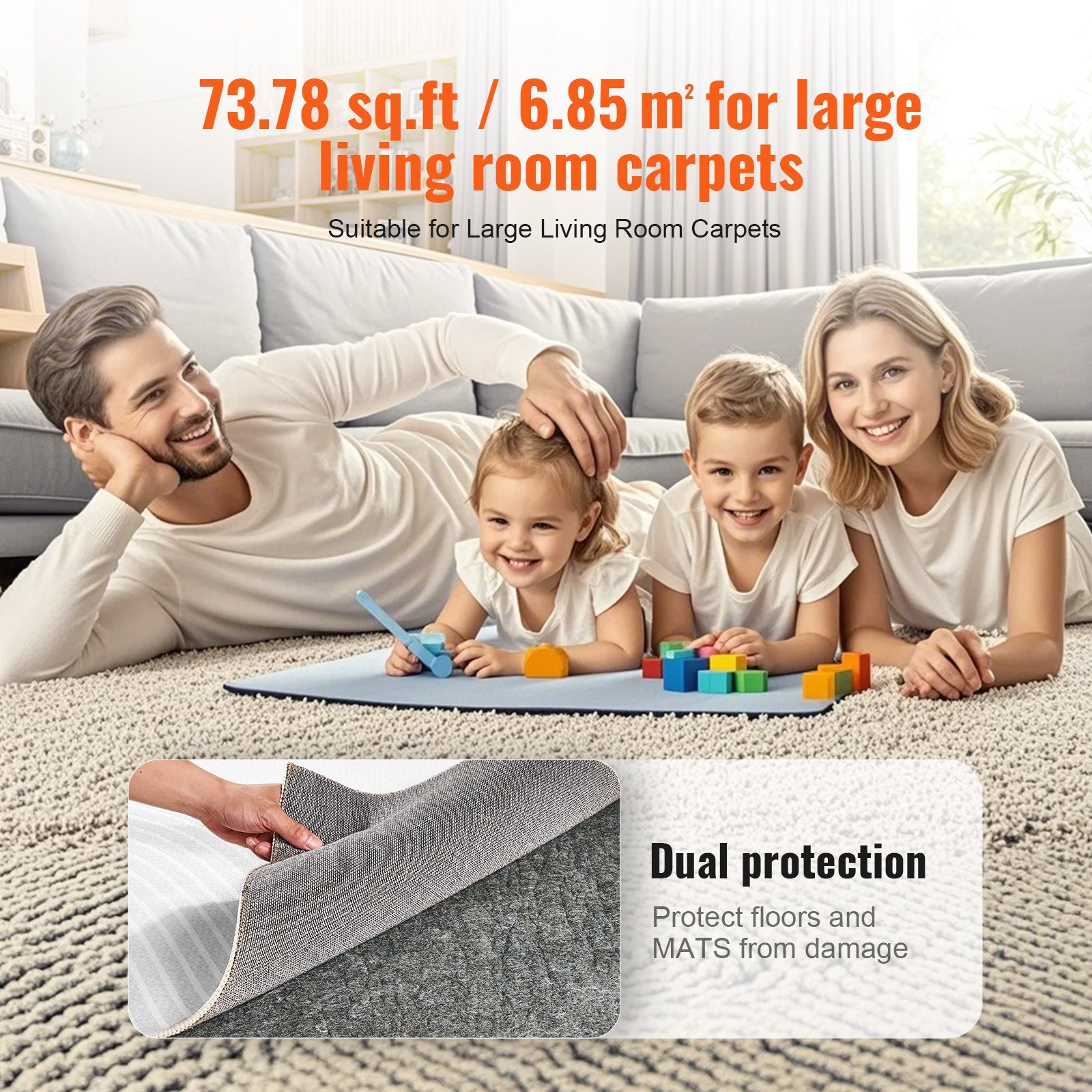 Rug Pad Gripper 8' x 10' Protective Carpet Pad 0.24" Thick for All Floors V952-BFHDTDSXPMFHT4MQWV0