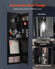 Wall Safe, 4-Tier Hidden Wall Mounted Gun Safe with Password & Key, Q235 Cold-Rolled Steel In-Wall Box with V952-BGBXJ39144341RL29001V9