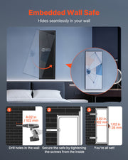Wall Safe, 4-Tier Hidden Wall Mounted Gun Safe with Password & Key, Q235 Cold-Rolled Steel In-Wall Box with V952-BGBXJ39144341RL29001V9