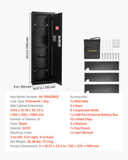 Wall Safe, 4-Tier Hidden Wall Mounted Gun Safe with Password & Key, Q235 Cold-Rolled Steel In-Wall Box with V952-BGBXJ39144341RL29001V9