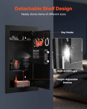 Wall Safe, 3-Tier Hidden Wall Mounted Safe with Password & Key, Q235 Cold-Rolled Steel In-Wall Box with LED V952-BGBXJ4145625LE5K9001V9