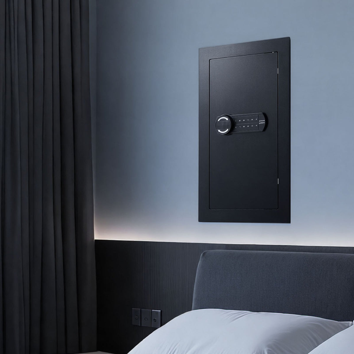 Wall Safe, 3-Tier Hidden Wall Mounted Safe with Password & Key, Q235 Cold-Rolled Steel In-Wall Box with LED V952-BGBXJ4145625LE5K9001V9