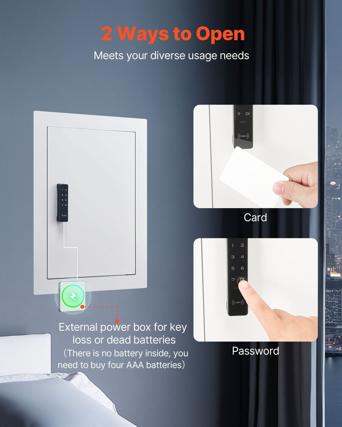 0.83 sq.ft Wall Safe, 3-Tier Hidden Wall Safe with Password, Key & Turning Knob, Q235 Cold-Rolled Steel V952-BGBXJ4162522X2SV6001V9
