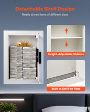 0.83 sq.ft Wall Safe, 3-Tier Hidden Wall Safe with Password, Key & Turning Knob, Q235 Cold-Rolled Steel V952-BGBXJ4162522X2SV6001V9