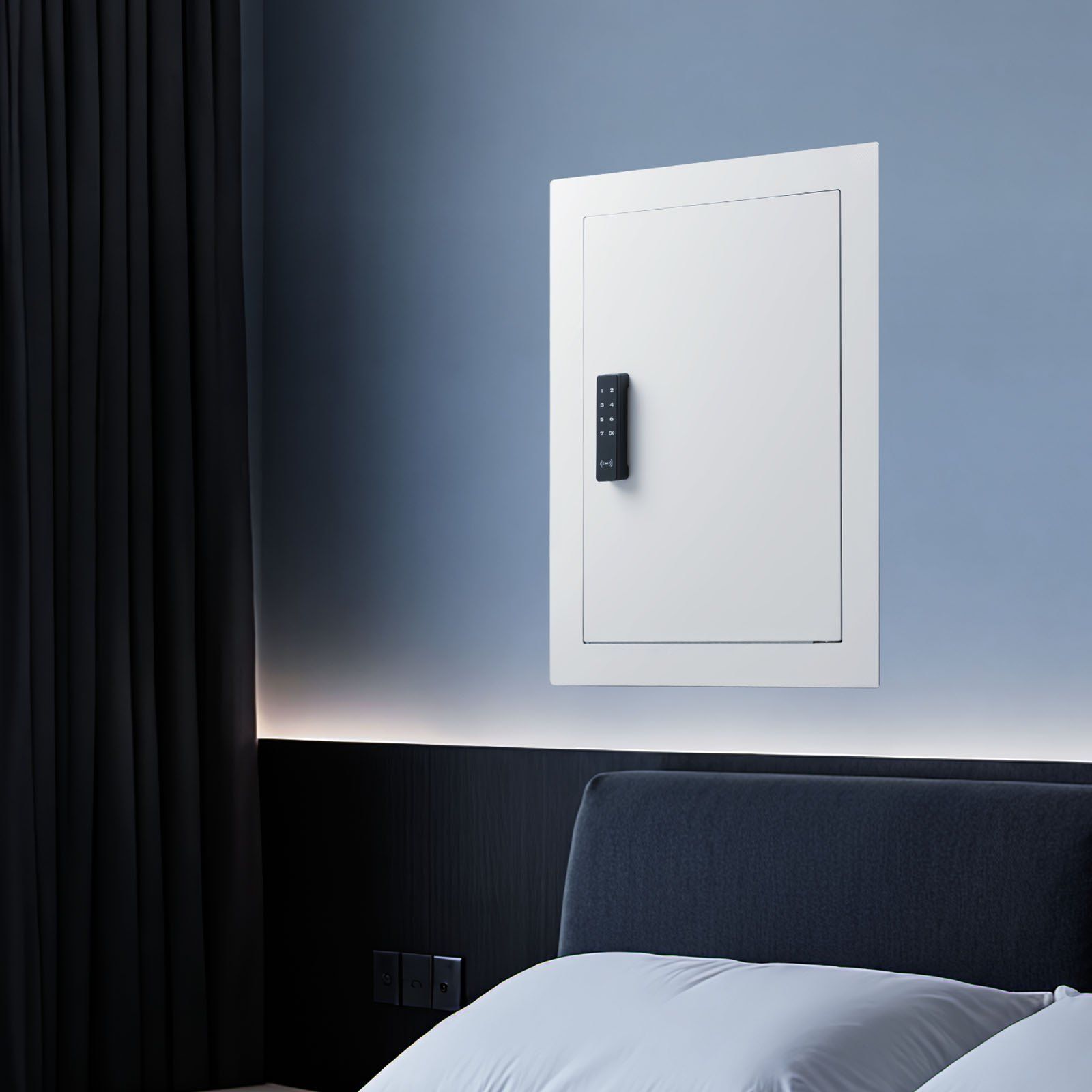 0.83 sq.ft Wall Safe, 3-Tier Hidden Wall Safe with Password, Key & Turning Knob, Q235 Cold-Rolled Steel V952-BGBXJ4162522X2SV6001V9