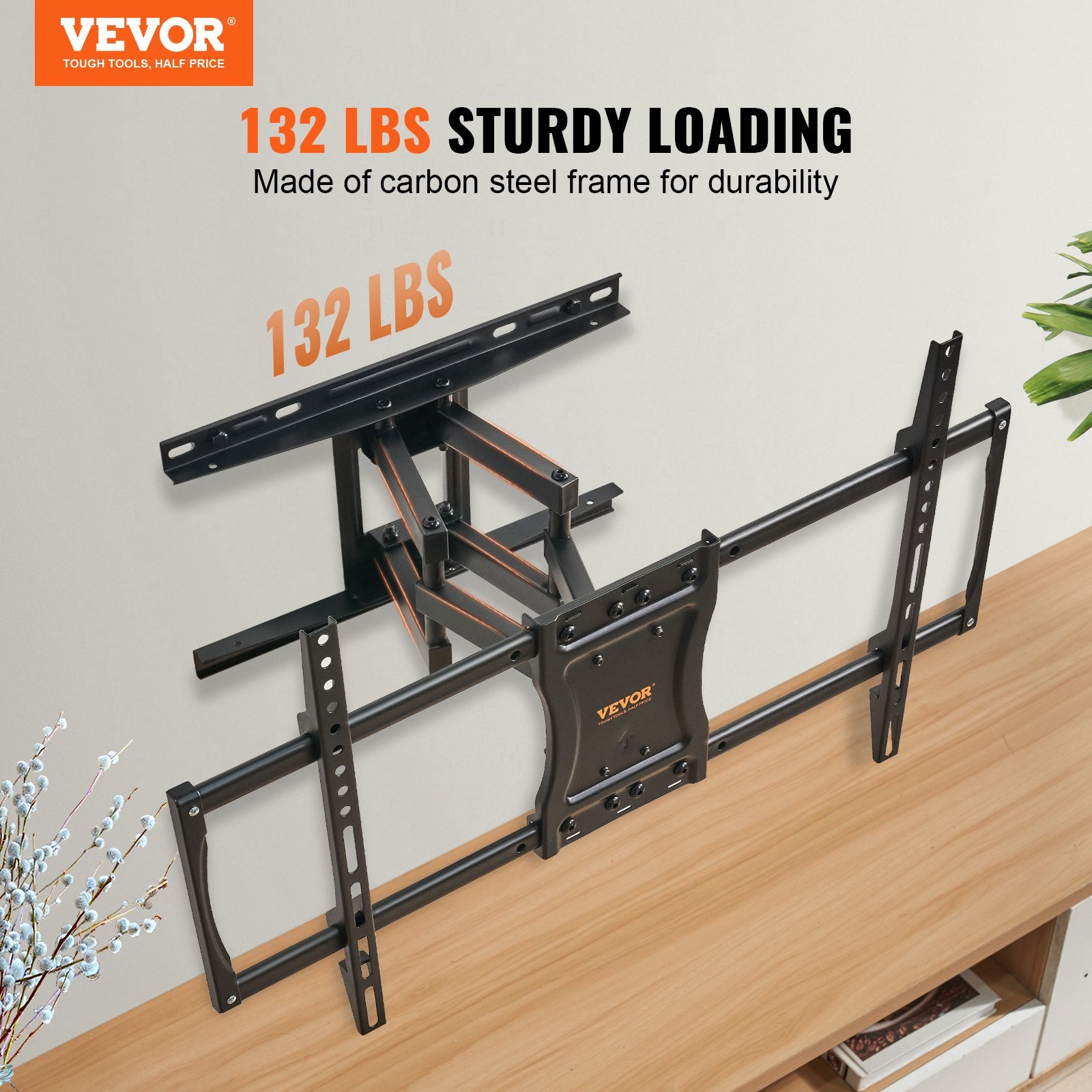 Full Motion TV Mount Fits for Most 37-75 inch TVs, Swivel Tilt Horizontal Adjustment TV Wall Mount Bracket V952-BGD60040014618Q9DV0