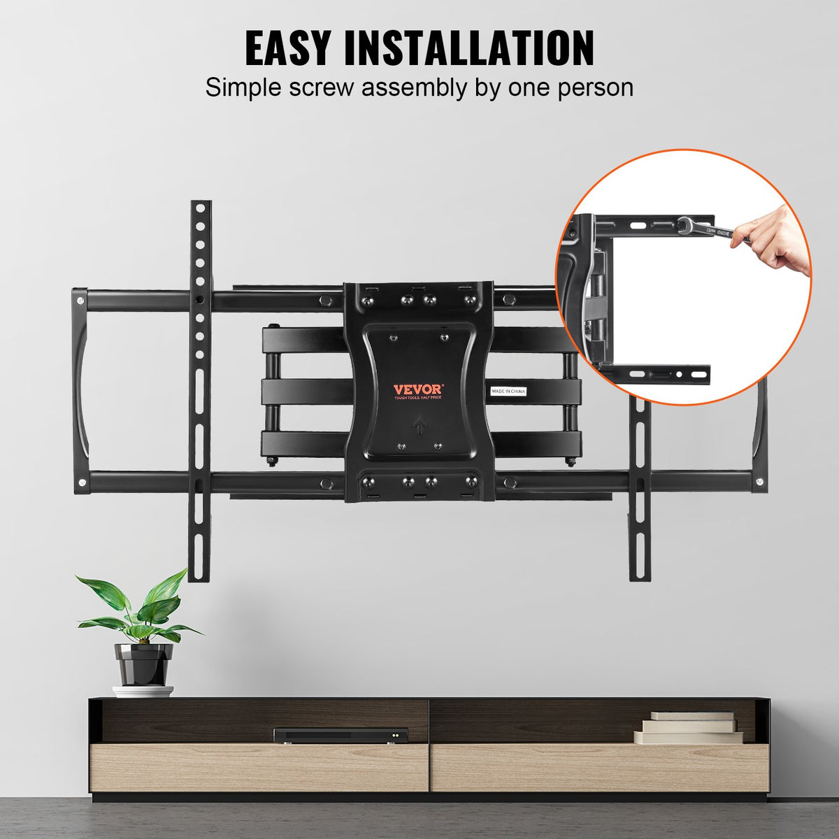 Full Motion TV Mount Fits for Most 37-75 inch TVs, Swivel Tilt Horizontal Adjustment TV Wall Mount Bracket V952-BGD60040014618Q9DV0