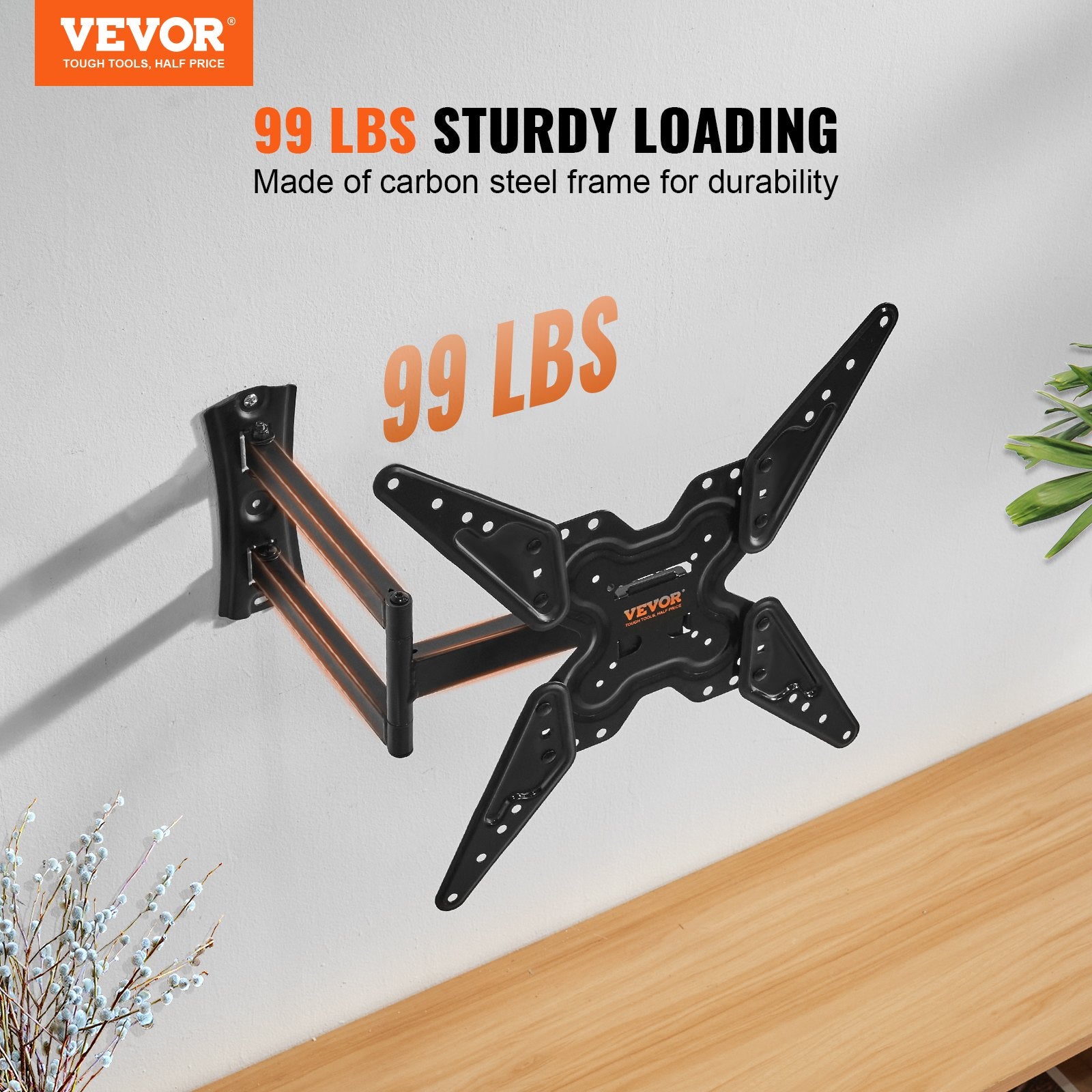 Full Motion TV Mount Fits for Most 26-55 inch TVs, Swivel Tilt Horizontal Adjustment TV Wall Mount Bracket V952-BGDSZ4004001900KLV0