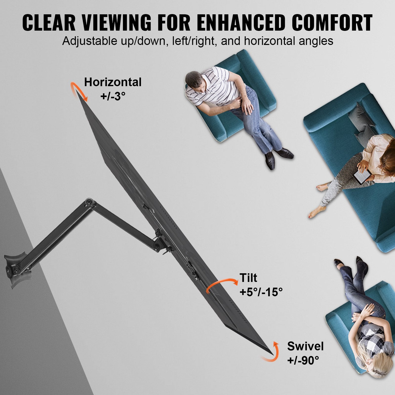 Full Motion TV Mount Fits for Most 26-55 inch TVs, Swivel Tilt Horizontal Adjustment TV Wall Mount Bracket V952-BGDSZ4004001900KLV0