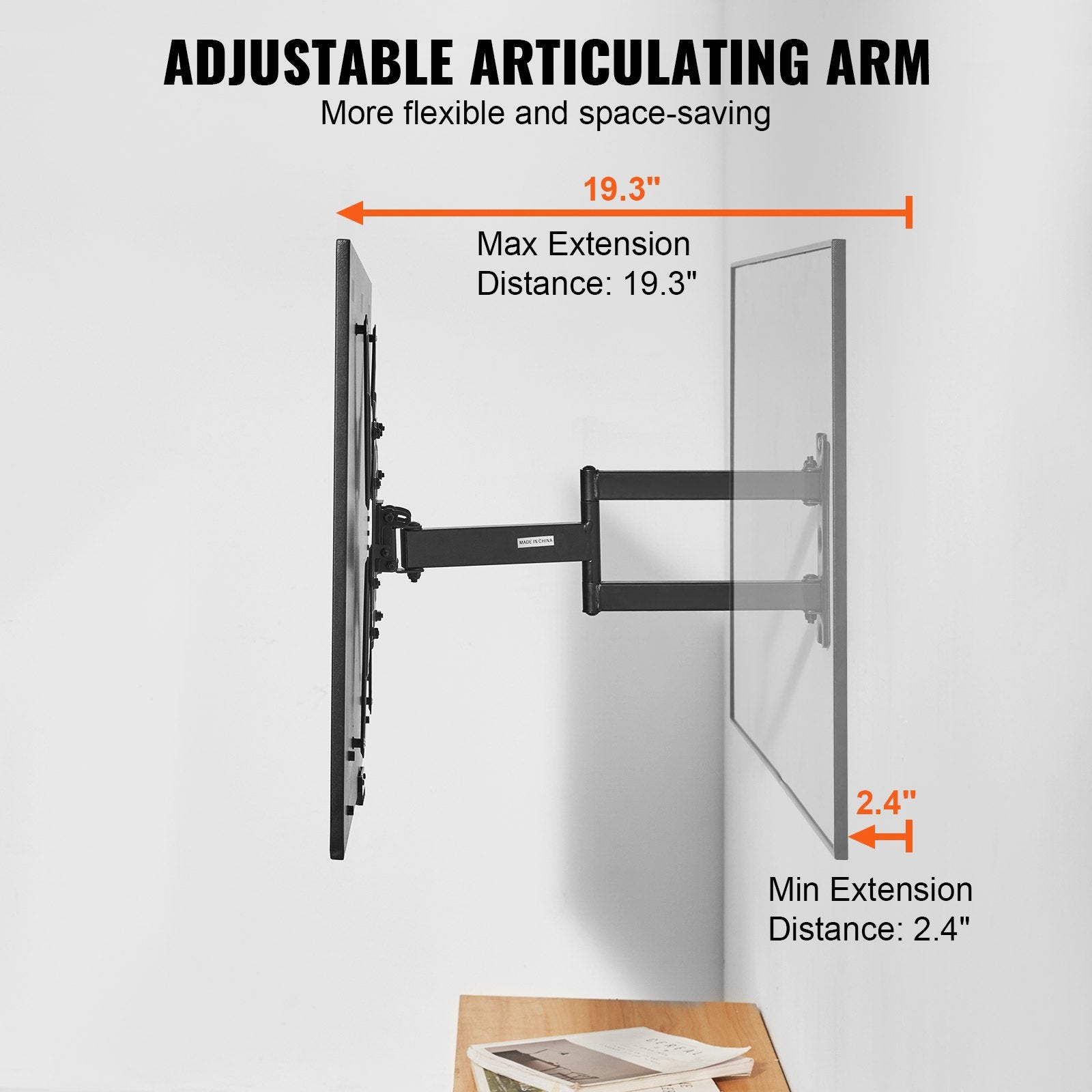 Full Motion TV Mount Fits for Most 26-55 inch TVs, Swivel Tilt Horizontal Adjustment TV Wall Mount Bracket V952-BGDSZ4004001900KLV0