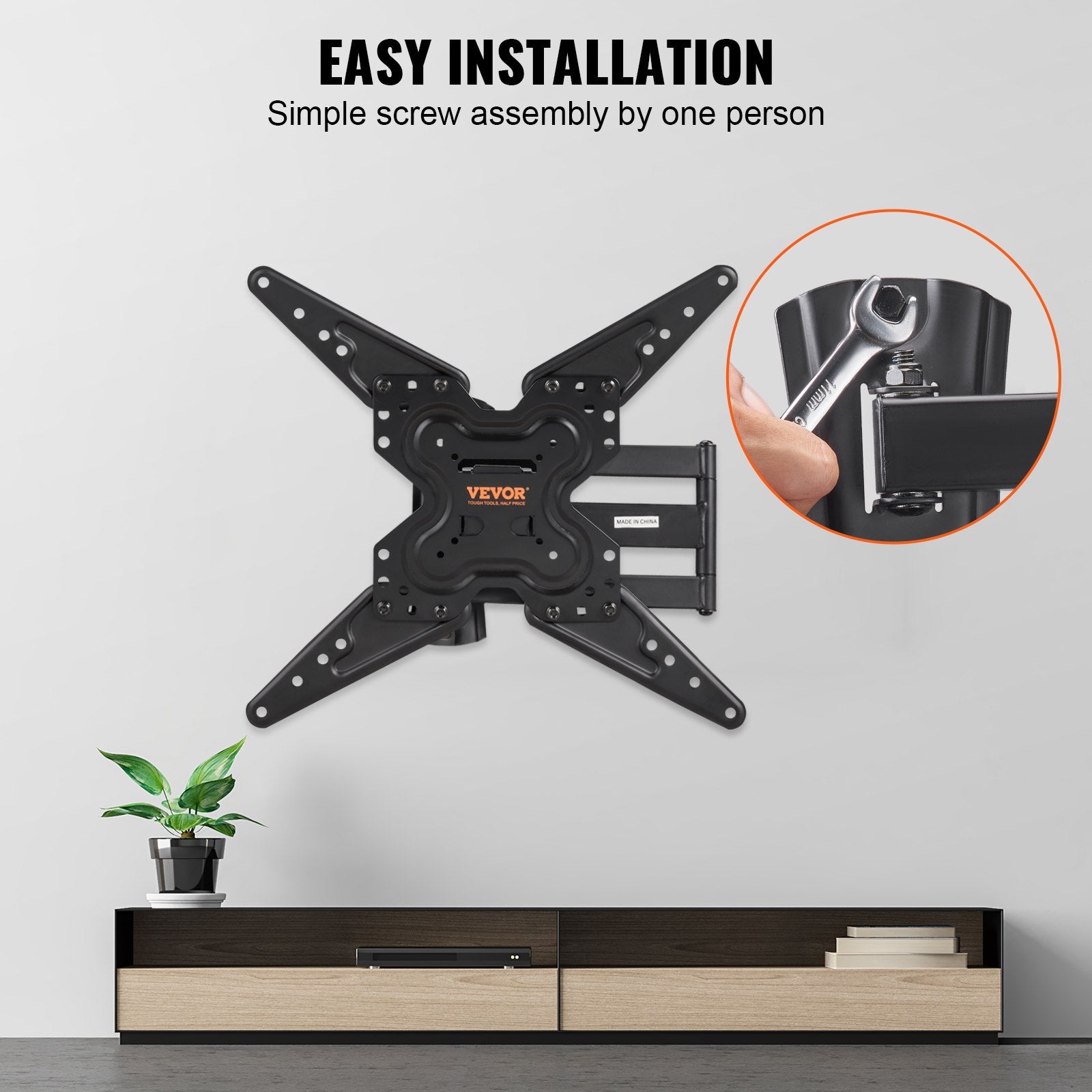 Full Motion TV Mount Fits for Most 26-55 inch TVs, Swivel Tilt Horizontal Adjustment TV Wall Mount Bracket V952-BGDSZ4004001900KLV0