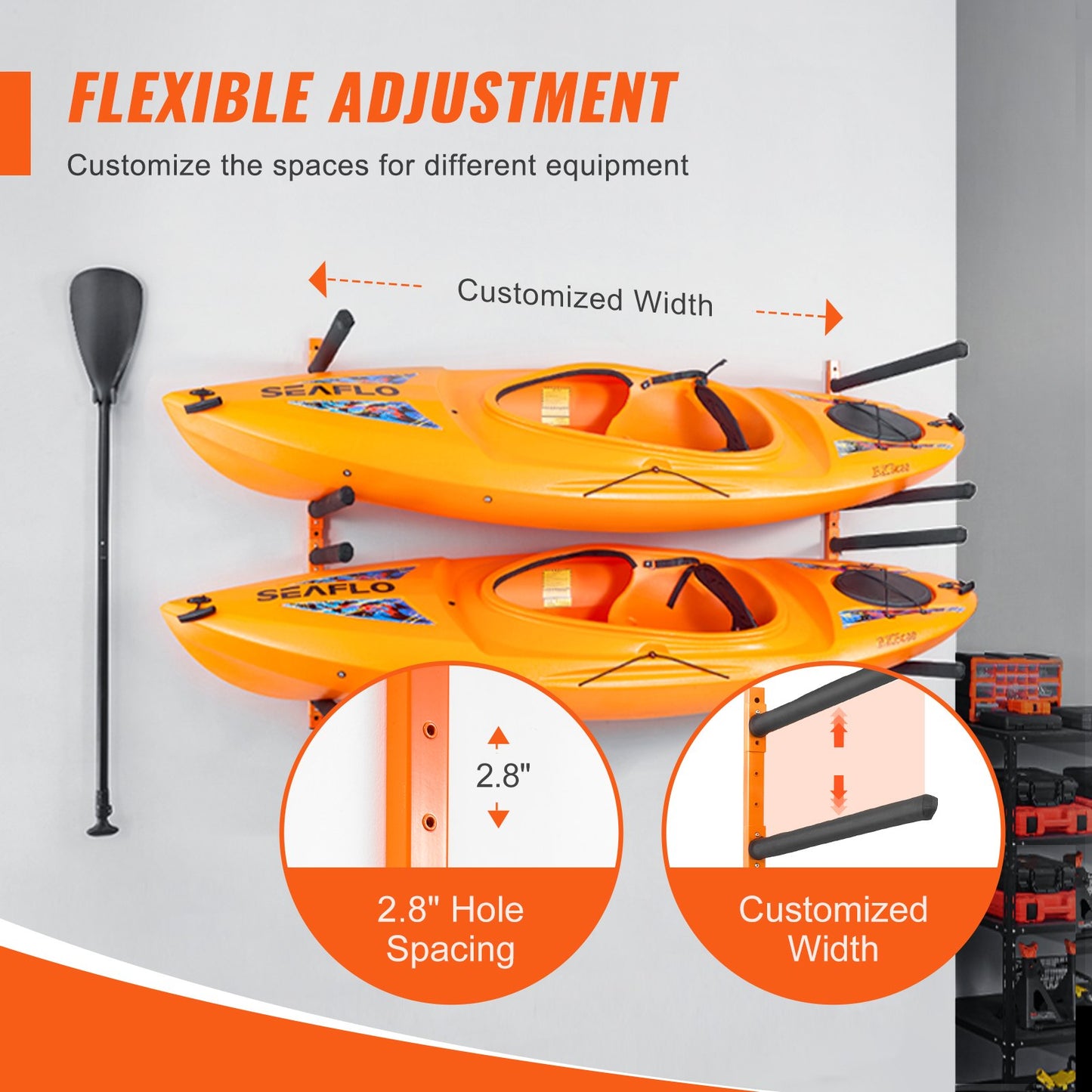Wall Kayak Storage Rack, 4-Capacity Wall Mounted Kayak Holders for Kayak Canoe Paddle Board, Kayak Storage V952-BGS4G0000000MMS6PV0