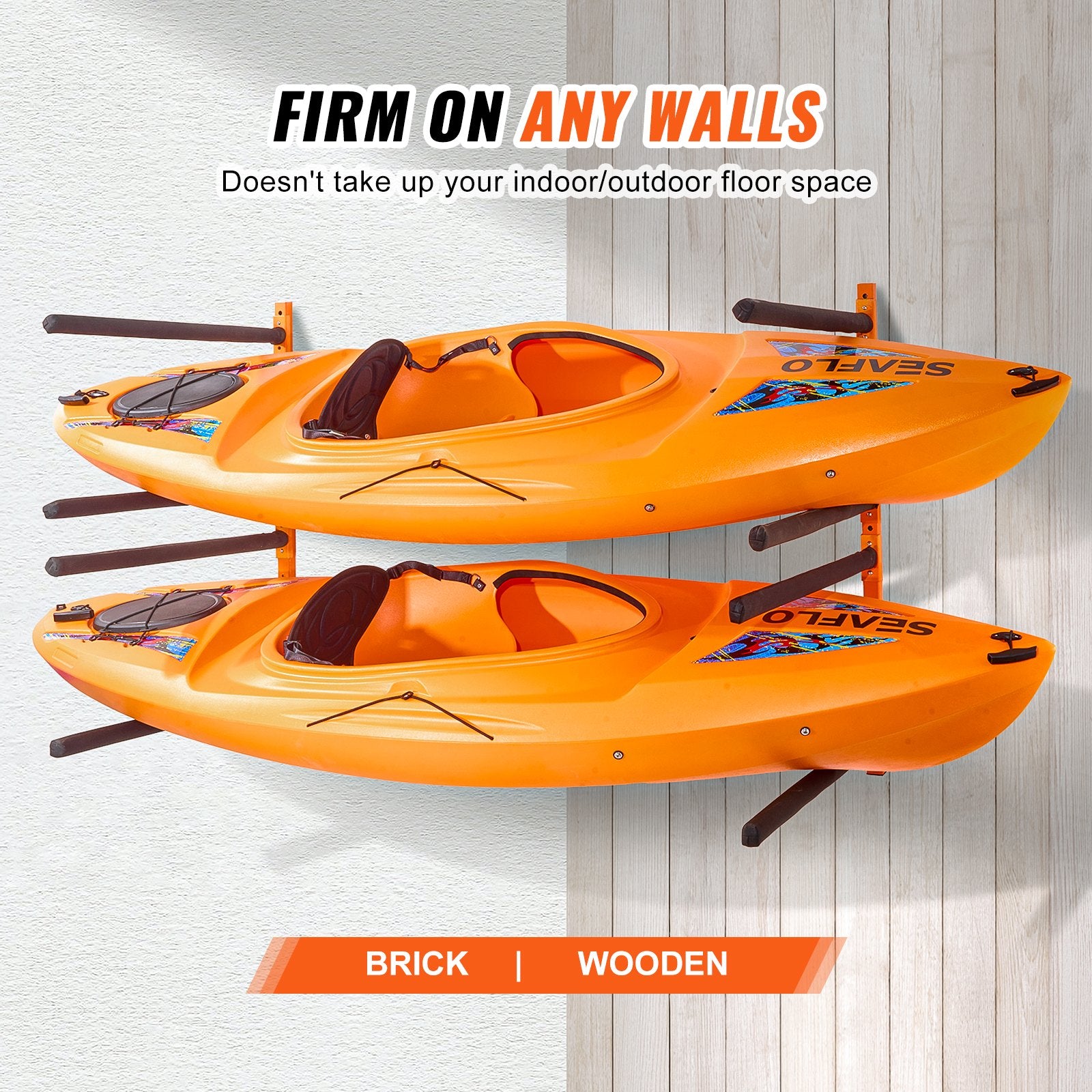 Wall Kayak Storage Rack, 4-Capacity Wall Mounted Kayak Holders for Kayak Canoe Paddle Board, Kayak Storage V952-BGS4G0000000MMS6PV0
