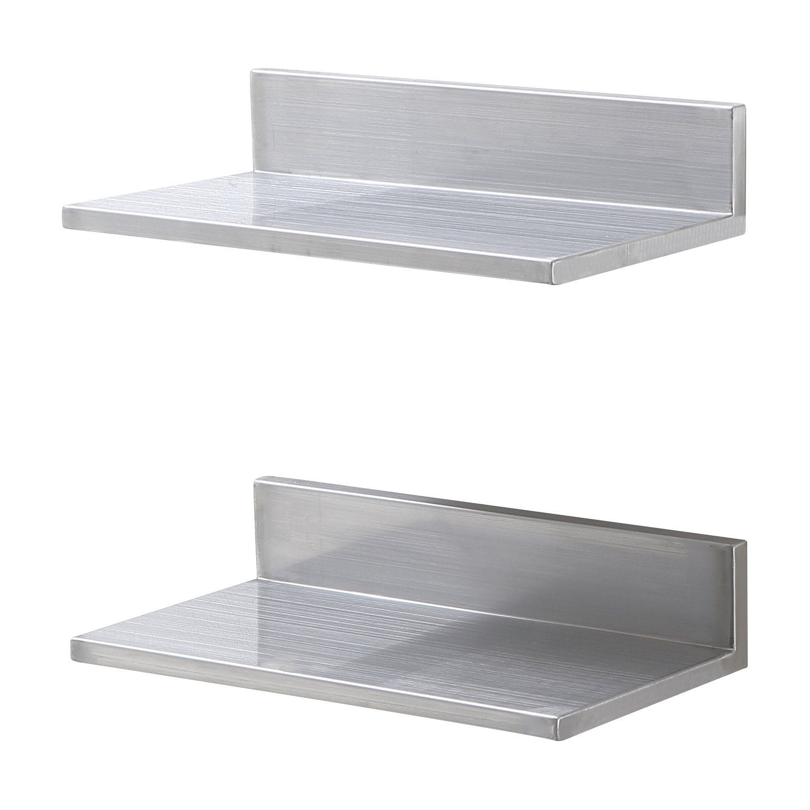 21.8 x 40.6 cm Stainless Steel Shelf, Wall Mounted Floating Shelving with Backsplash, 20 kg Load Capacity V952-BGSCTTLL86162MWQSV0
