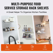 21.8 x 40.6 cm Stainless Steel Shelf, Wall Mounted Floating Shelving with Backsplash, 20 kg Load Capacity V952-BGSCTTLL86162MWQSV0