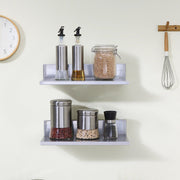 21.8 x 40.6 cm Stainless Steel Shelf, Wall Mounted Floating Shelving with Backsplash, 20 kg Load Capacity V952-BGSCTTLL86162MWQSV0
