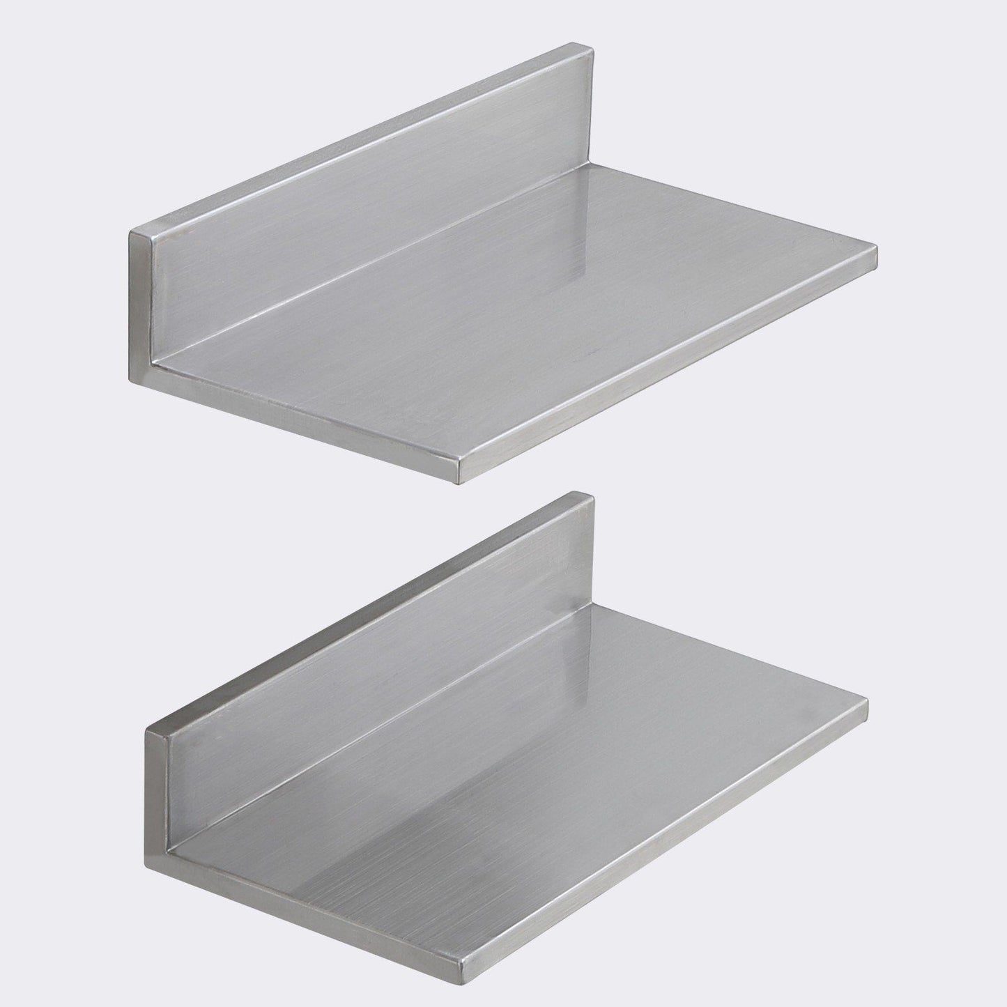 21.8 x 40.6 cm Stainless Steel Shelf, Wall Mounted Floating Shelving with Backsplash, 20 kg Load Capacity V952-BGSCTTLL86162MWQSV0