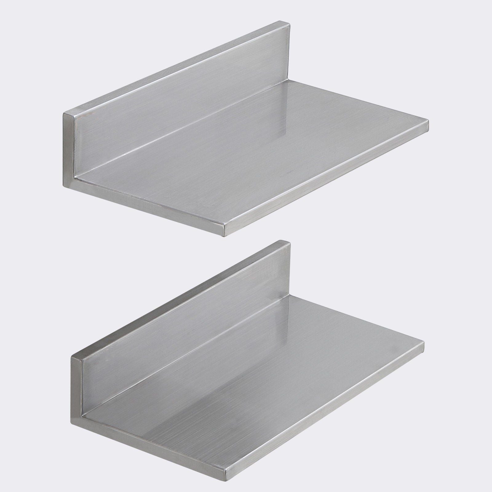 21.8 x 40.6 cm Stainless Steel Shelf, Wall Mounted Floating Shelving with Backsplash, 20 kg Load Capacity V952-BGSCTTLL86162MWQSV0