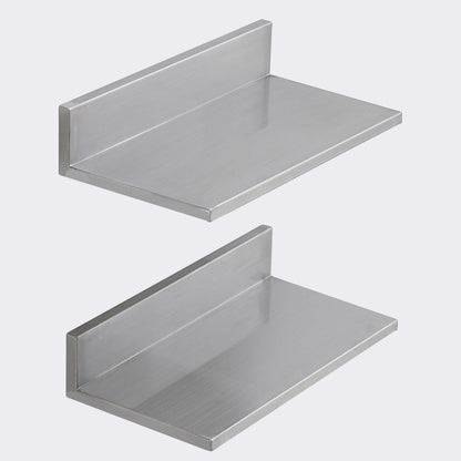 21.8 x 40.6 cm Stainless Steel Shelf, Wall Mounted Floating Shelving with Backsplash, 20 kg Load Capacity V952-BGSCTTLL86162MWQSV0