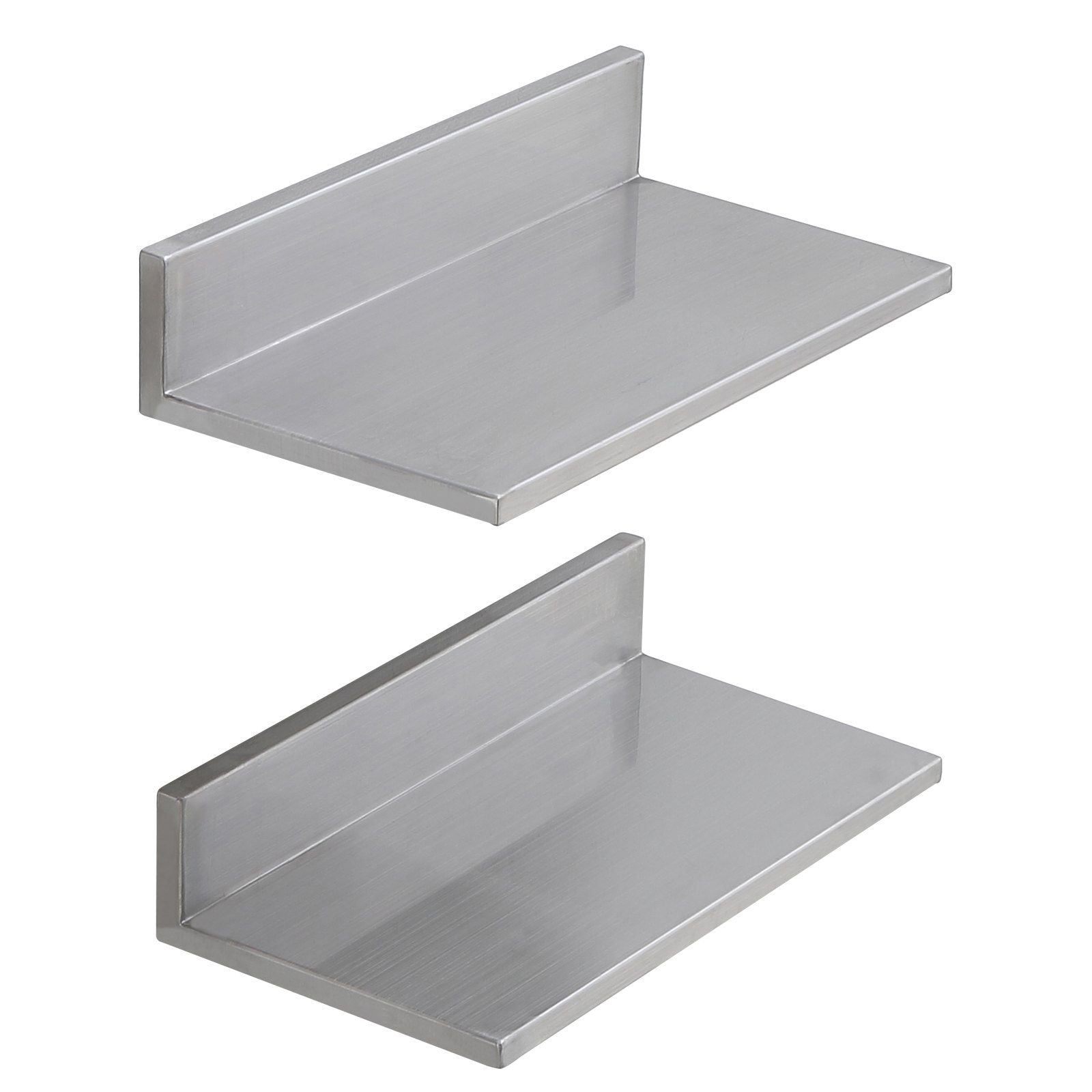 21.8 x 40.6 cm Stainless Steel Shelf, Wall Mounted Floating Shelving with Backsplash, 20 kg Load Capacity V952-BGSCTTLL86162MWQSV0