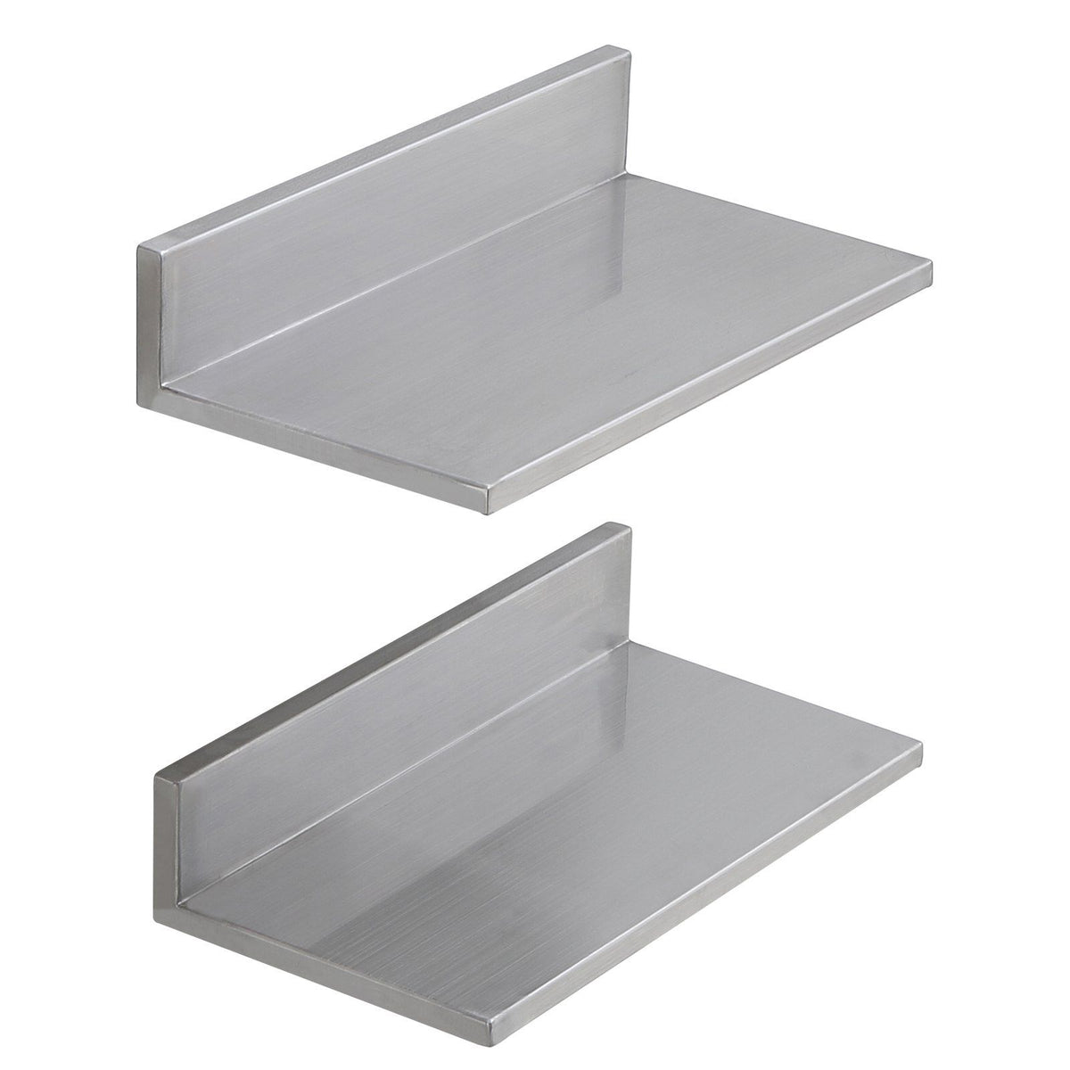 21.8 x 40.6 cm Stainless Steel Shelf, Wall Mounted Floating Shelving with Backsplash, 20 kg Load Capacity V952-BGSCTTLL86162MWQSV0