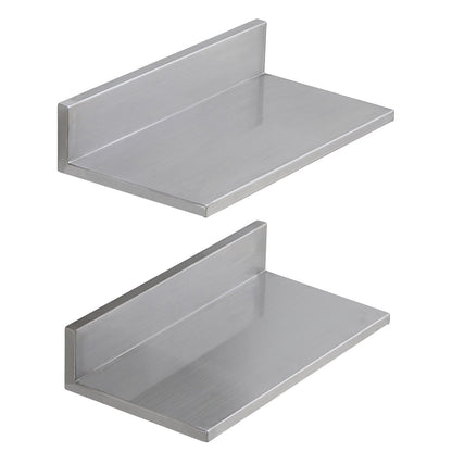 21.8 x 40.6 cm Stainless Steel Shelf, Wall Mounted Floating Shelving with Backsplash, 20 kg Load Capacity V952-BGSCTTLL86162MWQSV0