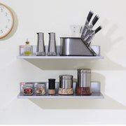 8.6" x 24" Stainless Steel Shelf, Wall Mounted Floating Shelving with Backsplash, 44 lbs Load Capacity V952-BGSCTTLL86242HBE0V0