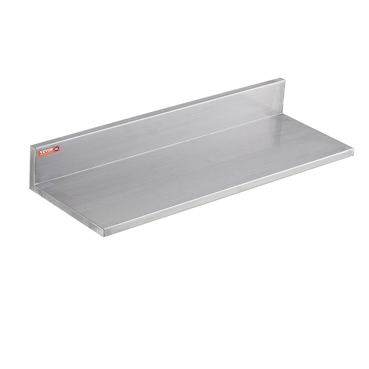 8.6" x 24" Stainless Steel Shelf, Wall Mounted Floating Shelving with Backsplash, 44 lbs Load Capacity V952-BGSCTTLL86242HBE0V0