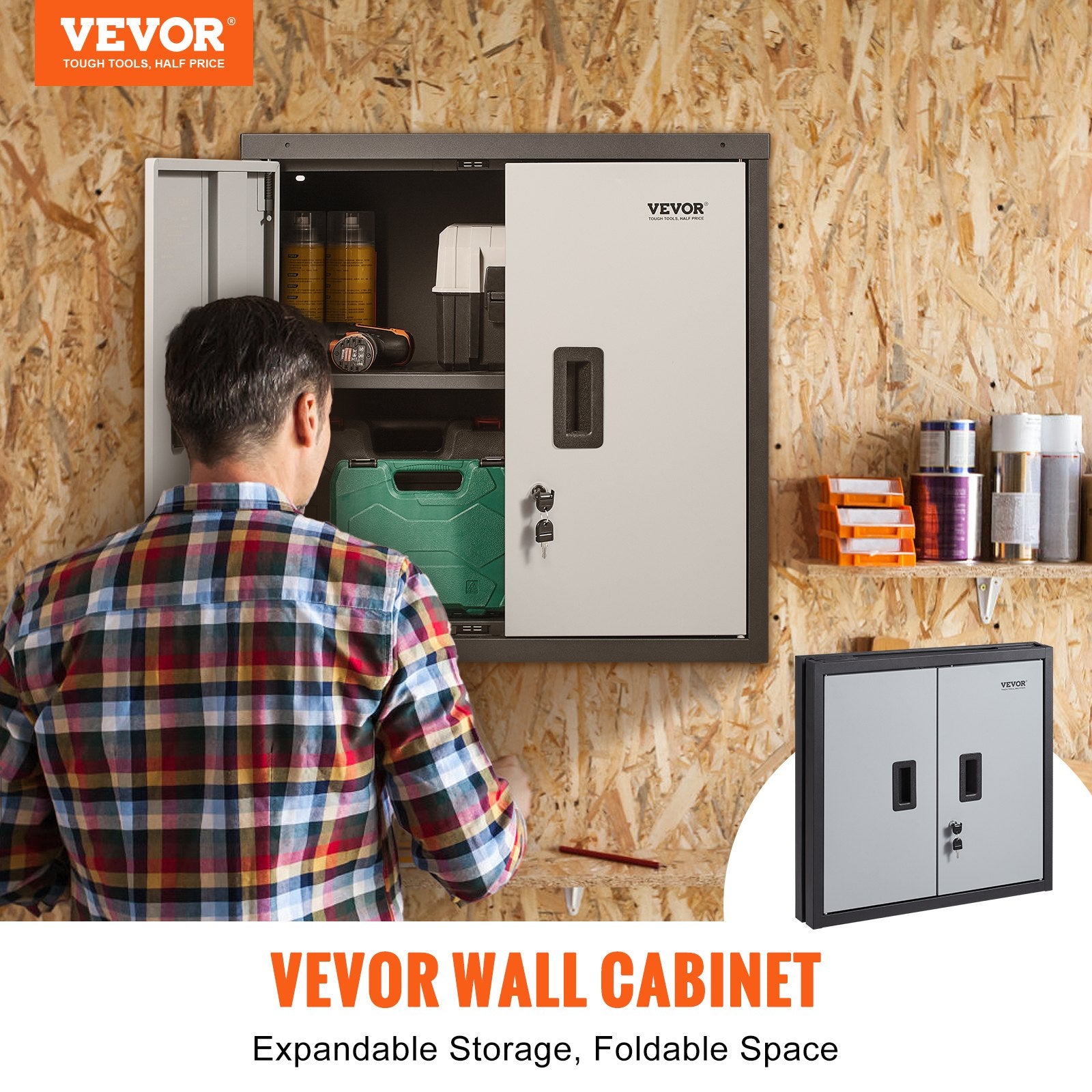 Foldable Wall Cabinet Garage Cabinet Wall Mounted 26 V952-BGSGJJ120LBSECZZ6V0