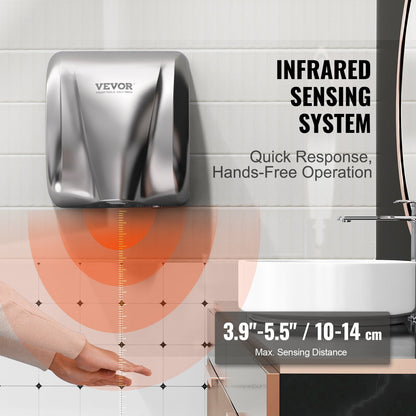 Heavy Duty Commercial Hand Dryer, 1800W Automatic High Speed Stainless Steel Warm Wind Hand Blower, 220V-240V V952-BGSGSJBXGZDGAR9TKV3