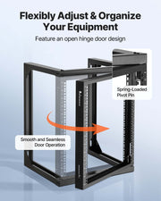 12U Wall Mount Server Rack, 68.04 kg Max Load Capacity, Open Frame Network Rack with 180 Degrees Gate Swing V952-BGSJJ12U18YC9I110001V0