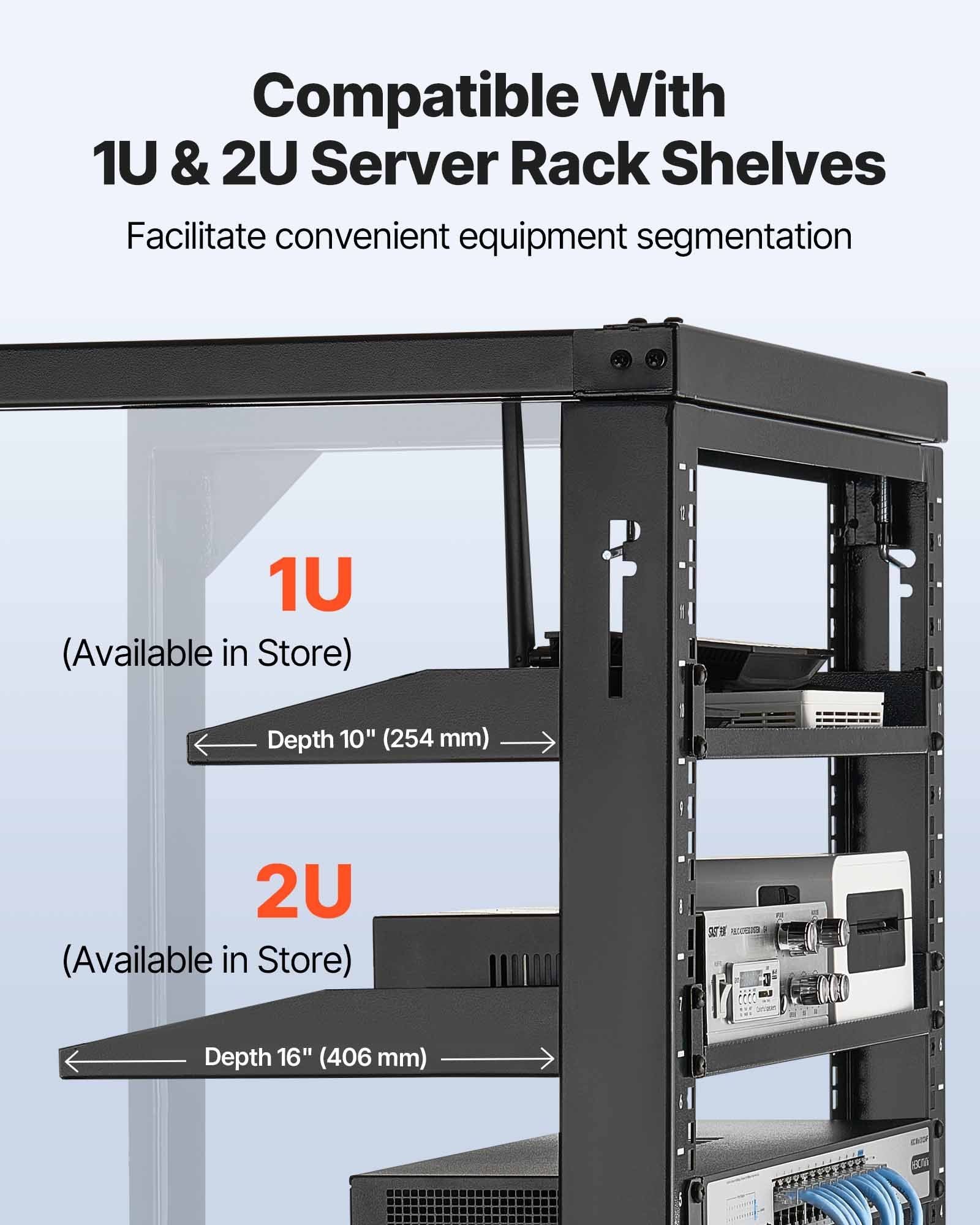 12U Wall Mount Server Rack, 68.04 kg Max Load Capacity, Open Frame Network Rack with 180 Degrees Gate Swing V952-BGSJJ12U18YC9I110001V0