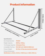 Wall Mounted Folding Tire Rack, 32" - 48" Adjustable Tire Rack, Q235 Heavy-Duty Steel Tire Storage Rack for V952-BGSLTJKDKDJ3PDEVOV0