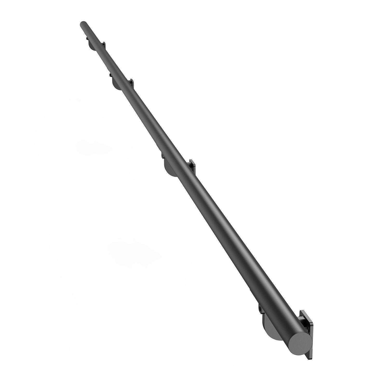 Wall Mounted Stair Handrail, 3665mm Pipe Staircase Handrail, Black Galvanized Aluminum, 32mm Pipe Diameter, V952-BGSLZYGFS12FAJ1NC001V0