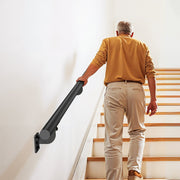 Wall Mounted Stair Handrail, 3665mm Pipe Staircase Handrail, Black Galvanized Aluminum, 32mm Pipe Diameter, V952-BGSLZYGFS12FAJ1NC001V0