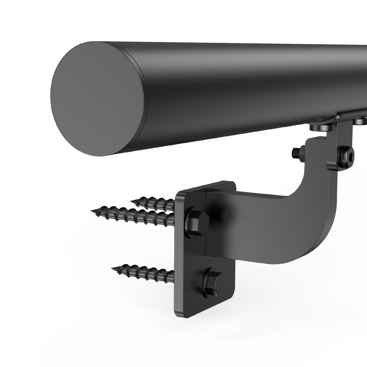 Wall Mounted Stair Handrail, 3665mm Pipe Staircase Handrail, Black Galvanized Aluminum, 32mm Pipe Diameter, V952-BGSLZYGFS12FAJ1NC001V0