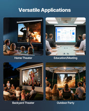 Manual Projector Screen, 1829 mm 4:3 4K 1080 HD Retractable Pull Down Projector Screen, Wall Mounted Movie V952-BGSTYPMBGSSDBNL19001V0