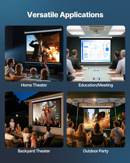 Manual Projector Screen, 1829 mm 4:3 4K 1080 HD Retractable Pull Down Projector Screen, Wall Mounted Movie V952-BGSTYPMBGSSDBNL19001V0