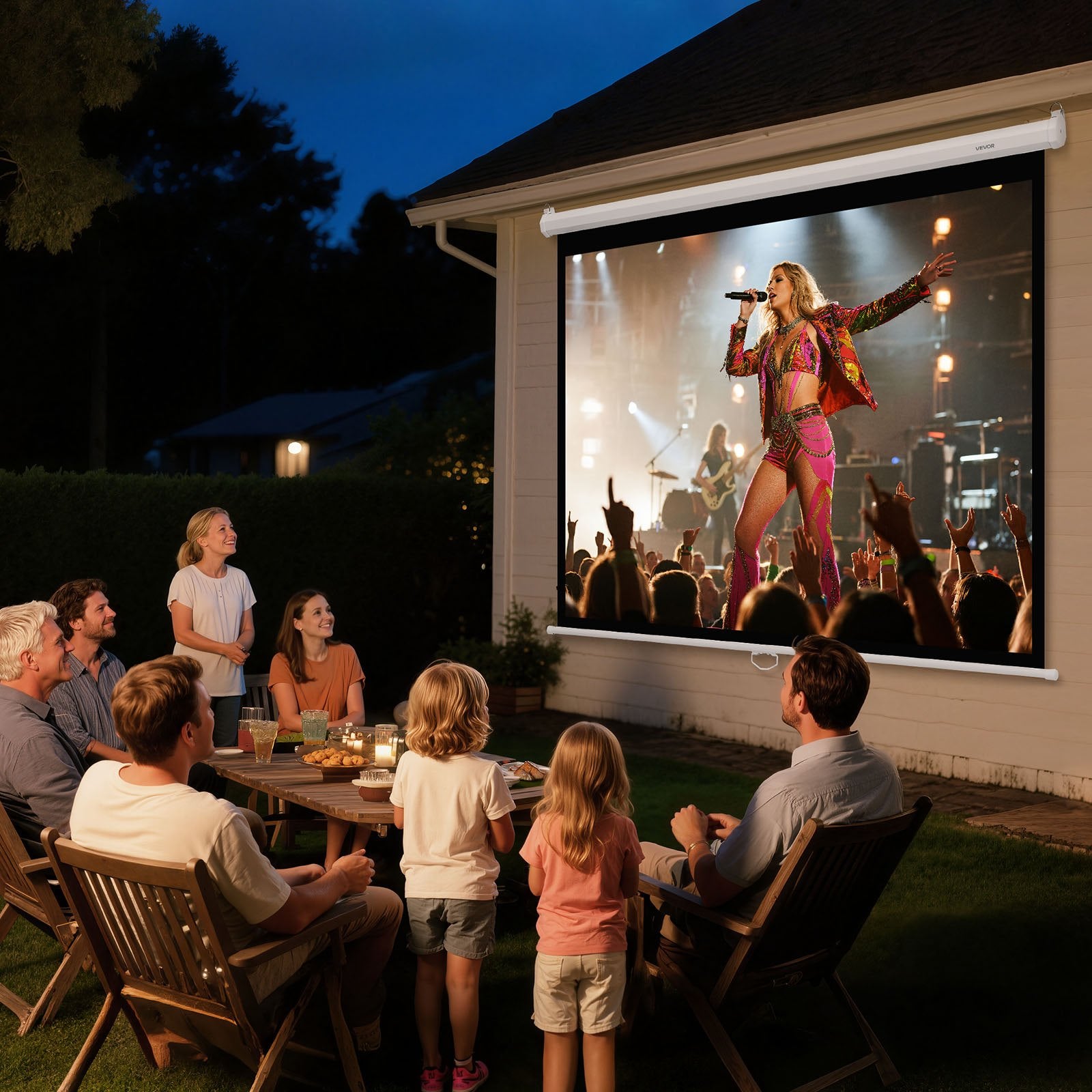 Manual Projector Screen, 1829 mm 4:3 4K 1080 HD Retractable Pull Down Projector Screen, Wall Mounted Movie V952-BGSTYPMBGSSDBNL19001V0